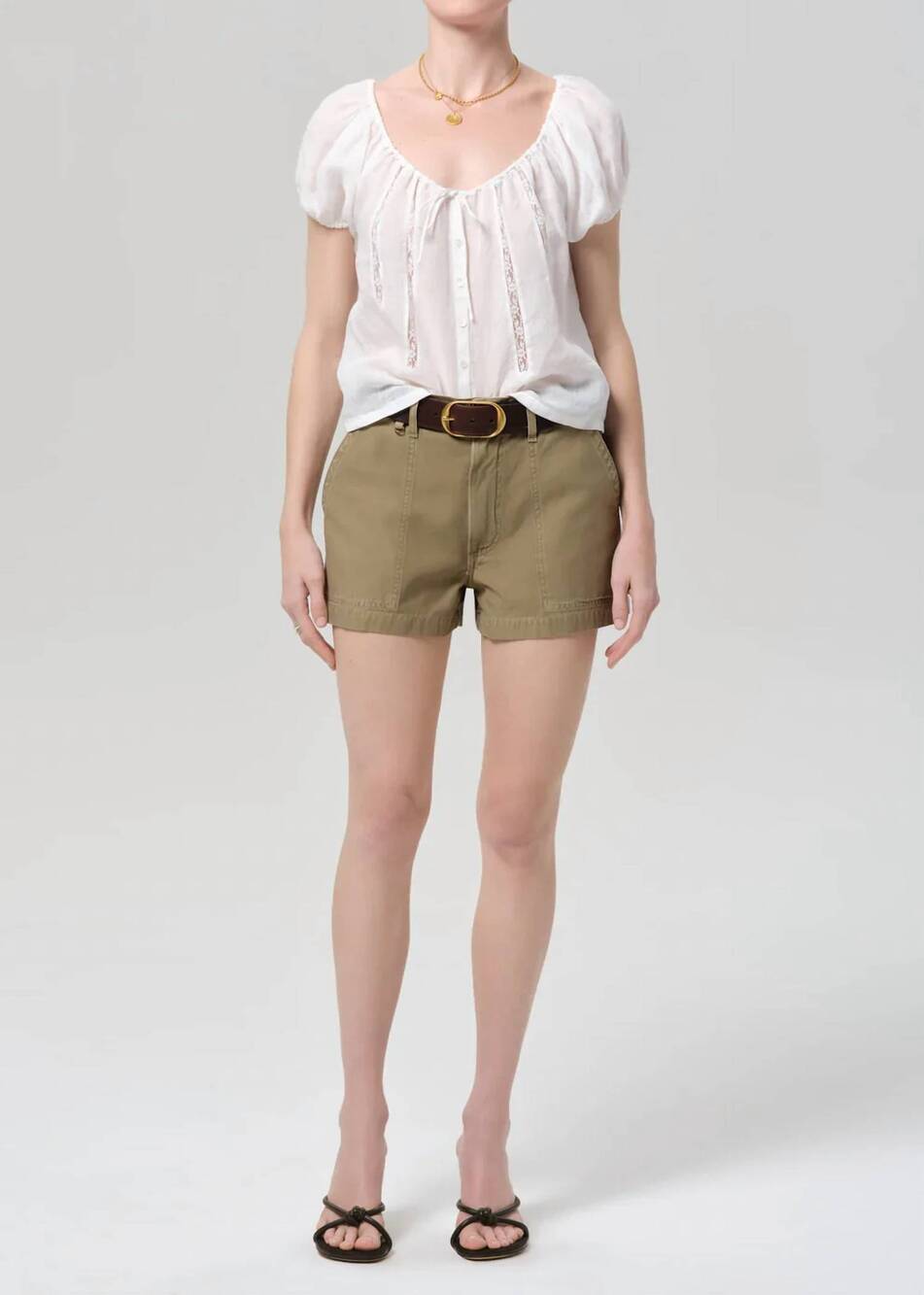 NEW CITIZENS OF HUMANITY marcella utility shorts in bezal